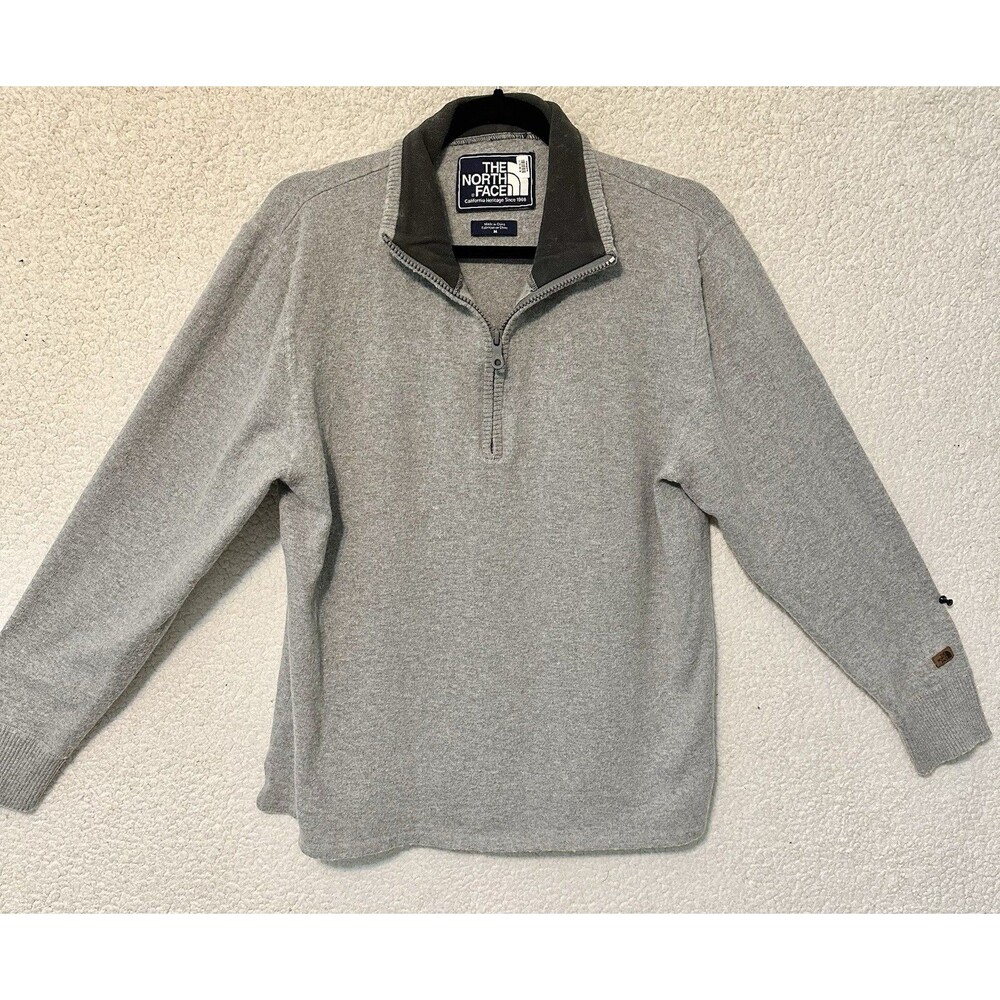 The North Face Mens‎ 1/4 Zip Pullover Thin Sweater Size M Gray.
